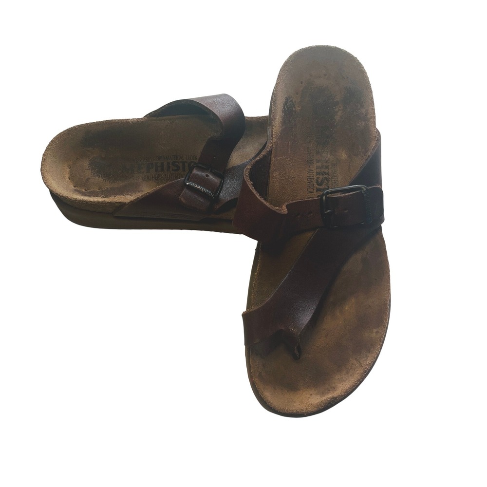 Mephisto Womens Helen Comfort Leather Cork Sandals 5 Brown Granola Earthy Boho